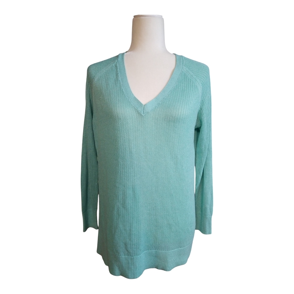 Banana Republic Green V-Neck Sweater Lightweight Knit